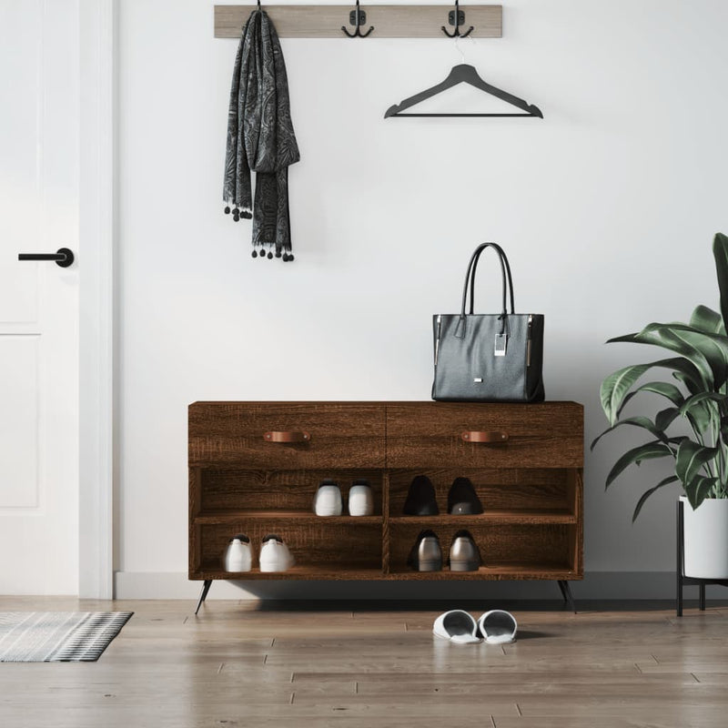 Load image into Gallery viewer, Vidaxl schoenenbank 102x35x55 cm bewerkt hout sonoma eikenkleurig
