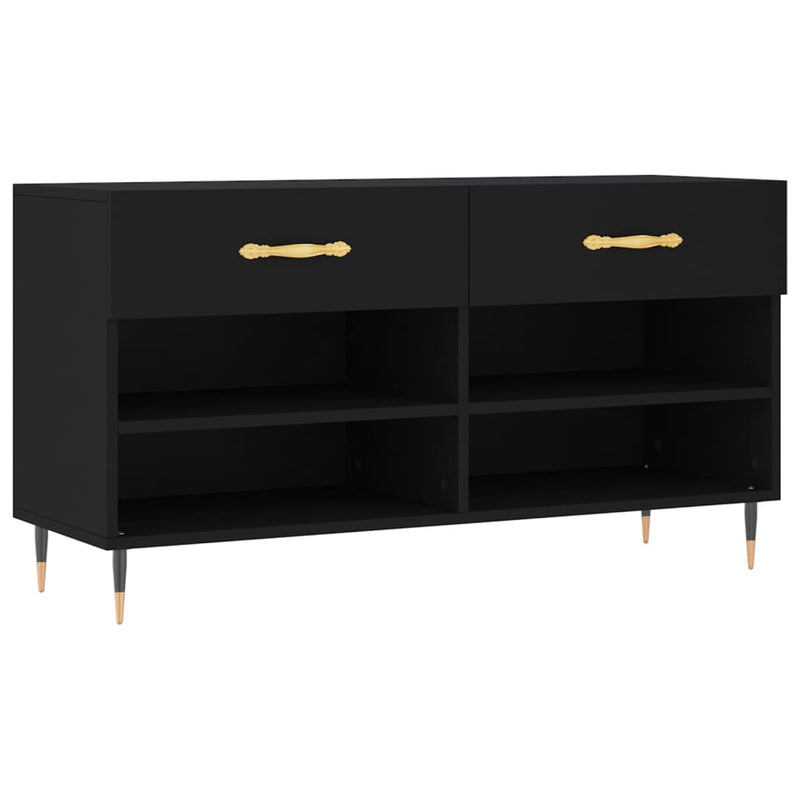 Load image into Gallery viewer, VidaXL Schoenenbank 102x35x55 cm bewerkt hout zwart
