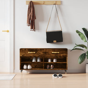 Vidaxl schoenenbank 102x35x55 cm bewerkt hout gerookt eikenkleurig