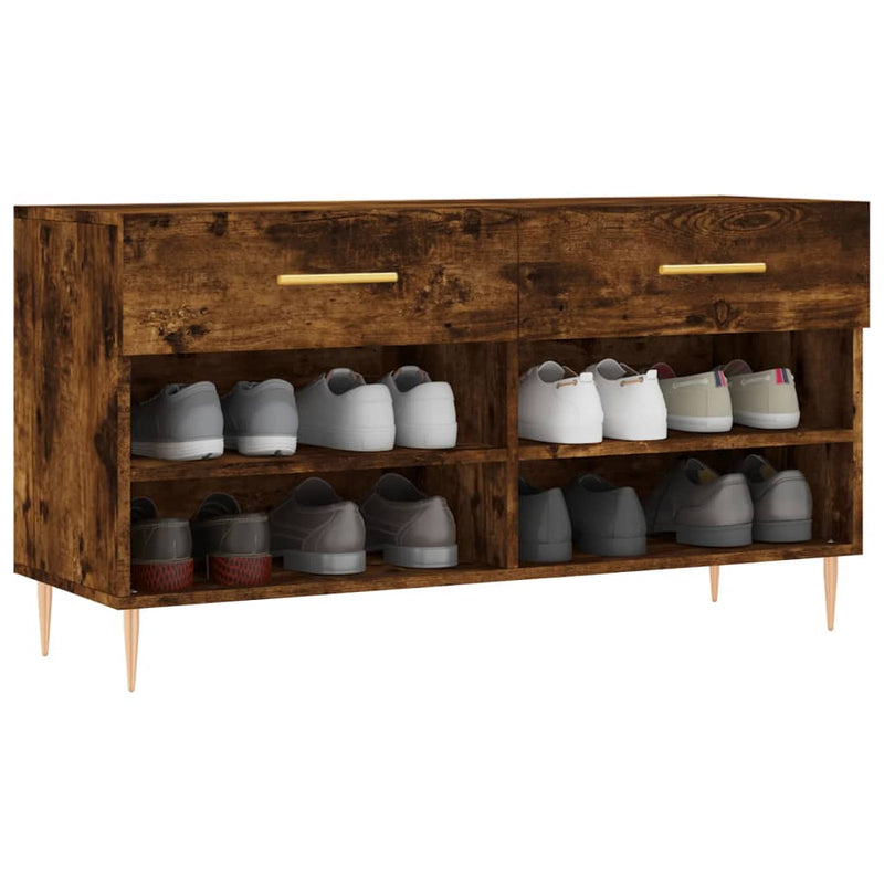 Load image into Gallery viewer, Vidaxl schoenenbank 102x35x55 cm bewerkt hout gerookt eikenkleurig
