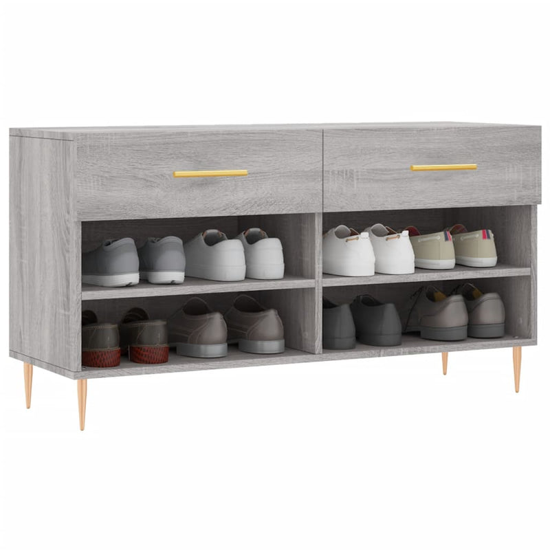 Load image into Gallery viewer, Vidaxl schoenenbank 102x35x55 cm bewerkt hout grijs sonoma eikenkleur
