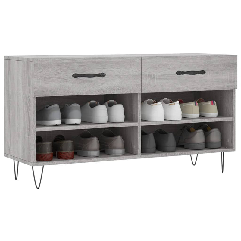 Load image into Gallery viewer, Vidaxl schoenenbank 102x35x55 cm bewerkt hout grijs sonoma eikenkleur

