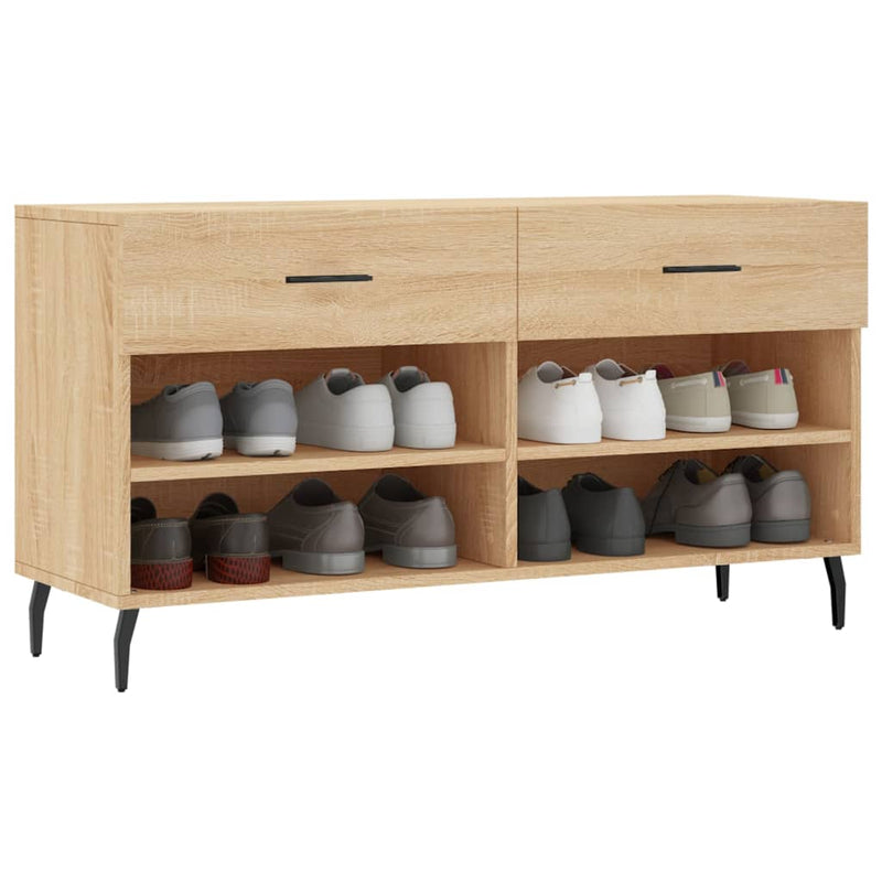 Afbeelding laden in galerijviewer, Vidaxl schoenenbank 102x35x55 cm bewerkt hout sonoma eikenkleurig
