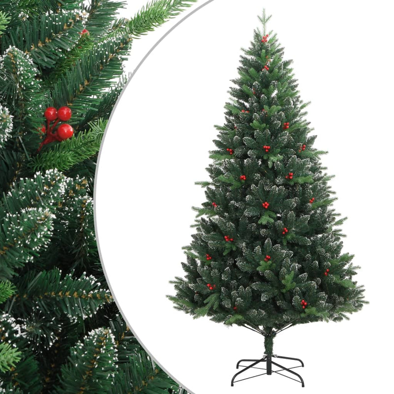 Load image into Gallery viewer, Vidaxl kunstkerstboom met scharnieren en rode bessen 210 cm
