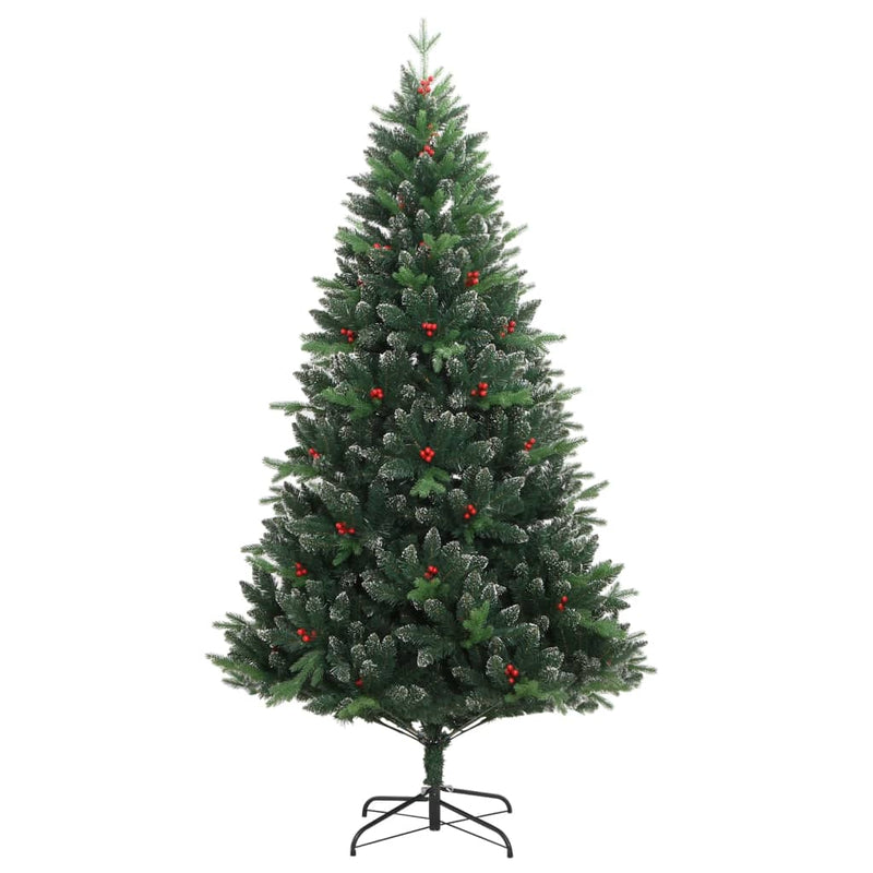 Load image into Gallery viewer, Vidaxl kunstkerstboom met scharnieren en rode bessen 210 cm

