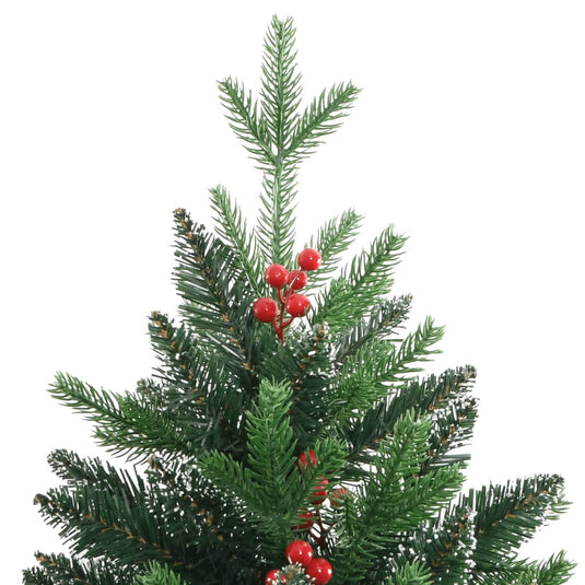 Vidaxl kunstkerstboom met scharnieren en rode bessen 210 cm