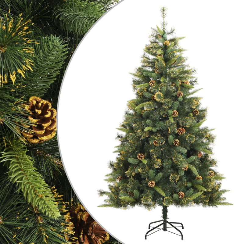 Load image into Gallery viewer, Vidaxl kunstkerstboom met scharnieren en dennenappels 180 cm
