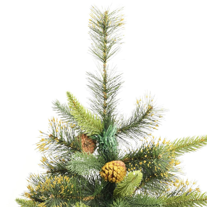 Load image into Gallery viewer, Vidaxl kunstkerstboom met scharnieren en dennenappels 210 cm
