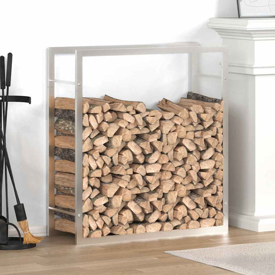 Vidaxl haardhoutrek 80x28x86 cm roestvrij staal