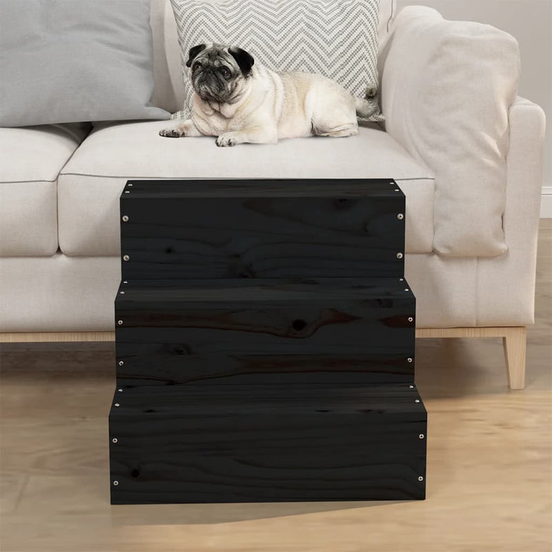 Load image into Gallery viewer, VidaXL Huisdierentrap 40x37,5x35 cm massief grenenhout zwart
