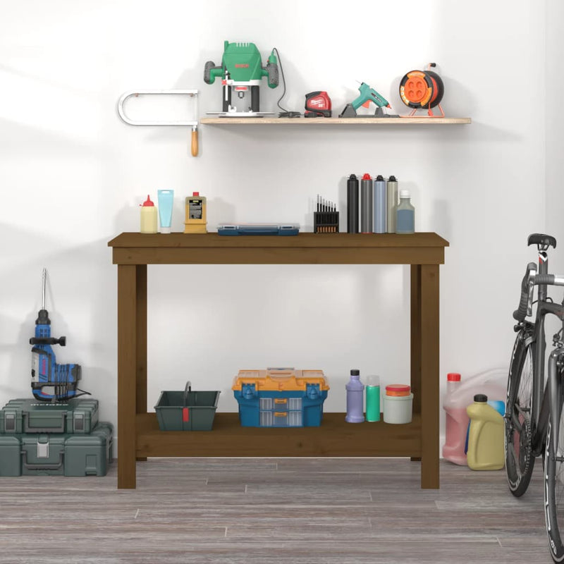 Load image into Gallery viewer, Vidaxl werkbank 110x50x80 cm massief grenenhout honingbruin
