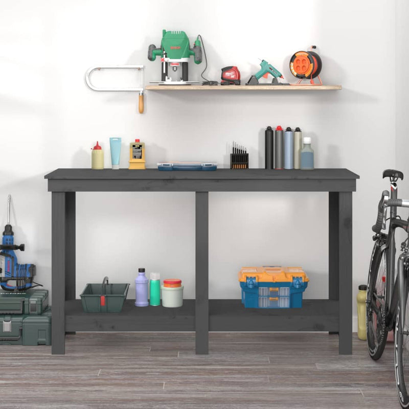 Load image into Gallery viewer, Vidaxl werkbank 140x50x80 cm massief grenenhout grijs
