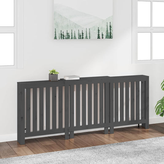 VidaXL Radiatorombouw 210x21x85 cm massief grenenhout grijs