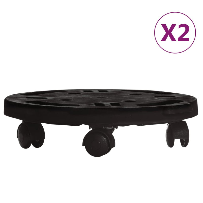 Load image into Gallery viewer, VidaXL Plantentrolleys met wielen 2 st 170 kg diameter 30 cm zwart
