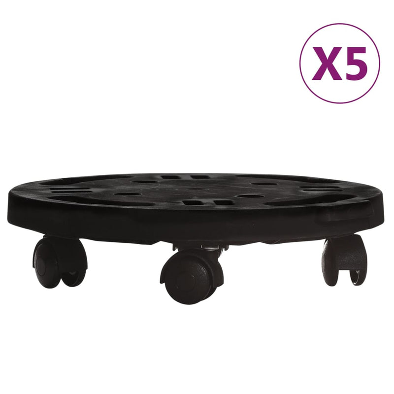 Load image into Gallery viewer, VidaXL Plantentrolleys met wielen 5 st 170 kg diameter 30 cm zwart
