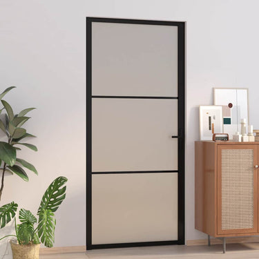 Vidaxl binnendeur 93x201,5 cm matglas en aluminium zwart
