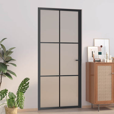 Vidaxl binnendeur 93x201,5 cm matglas en aluminium zwart