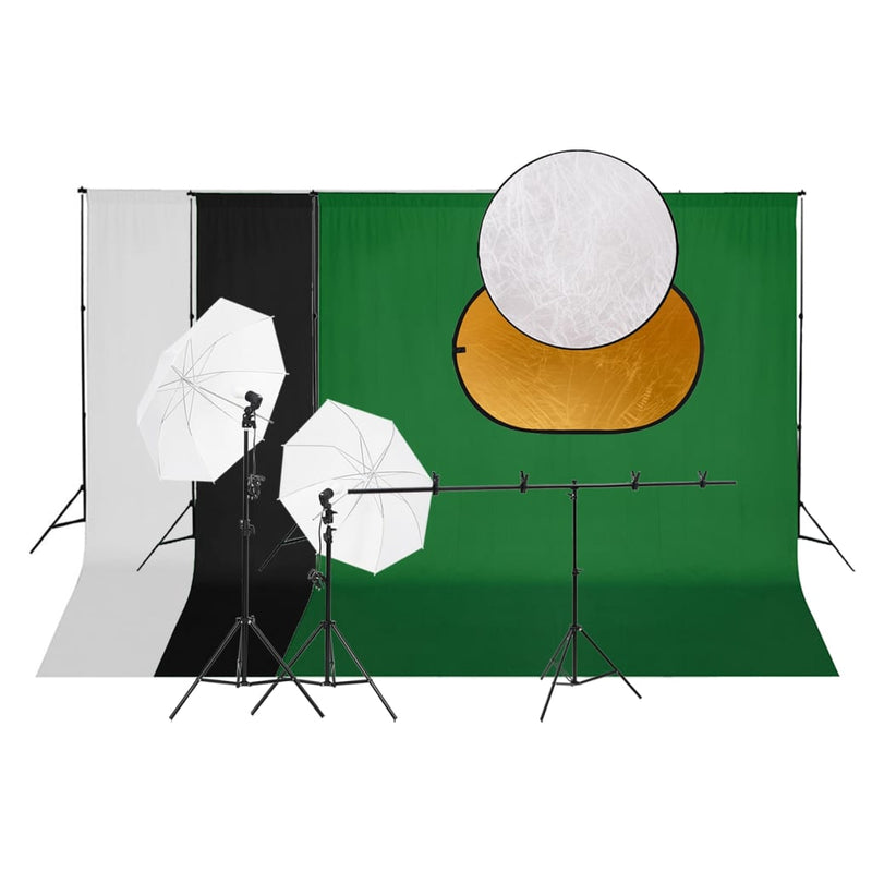 Load image into Gallery viewer, VidaXL Fotostudioset met verlichtingsset achtergrond en reflector
