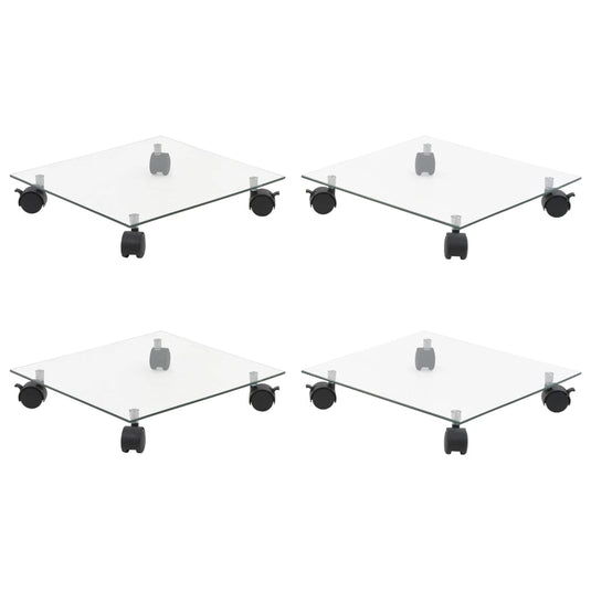 VidaXL Plantenrollers 4 st vierkant 35x35 cm gehard glas