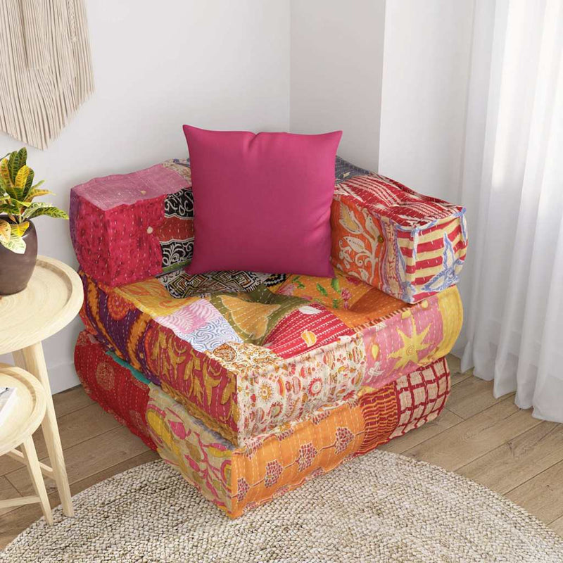 Load image into Gallery viewer, Vidaxl poef modulair met kussen patchwork stof
