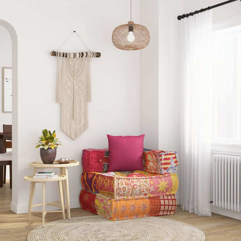 Load image into Gallery viewer, Vidaxl poef modulair met kussen patchwork stof
