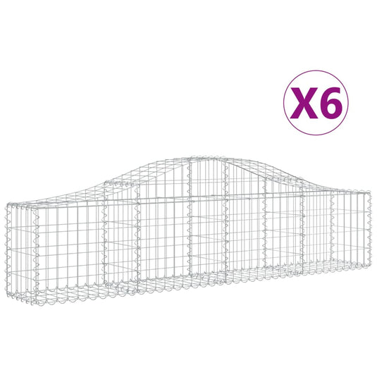VidaXL Schanskorven 6 st gewelfd 200x30x40 60 cm gegalvaniseerd ijzer