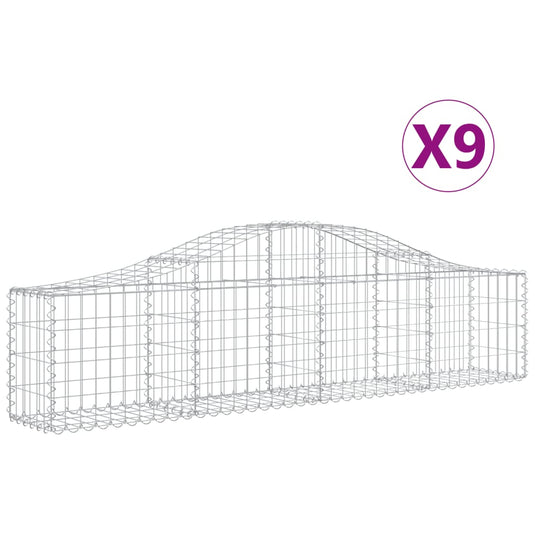 VidaXL Schanskorven 9 st gewelfd 200x30x40 60 cm gegalvaniseerd ijzer