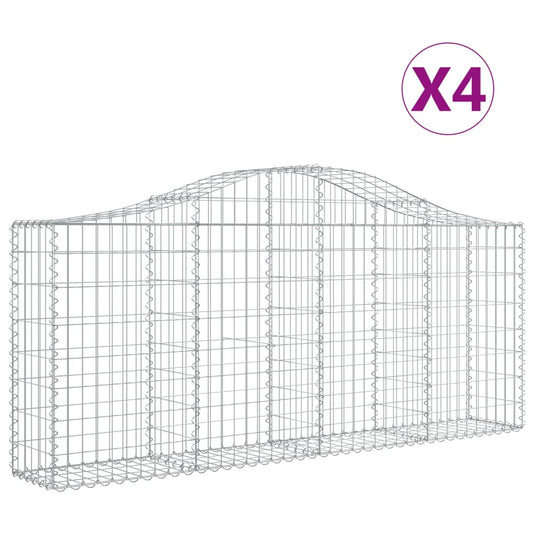 VidaXL Schanskorven 4 st gewelfd 200x30x80 100 cm gegalvaniseerd ijzer