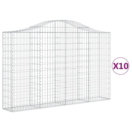 VidaXL Schanskorven 10 st gewelfd 200x30x120 140 cm ijzer