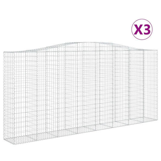 VidaXL Schanskorven 3 st gewelfd 400x50x180 200 cm ijzer