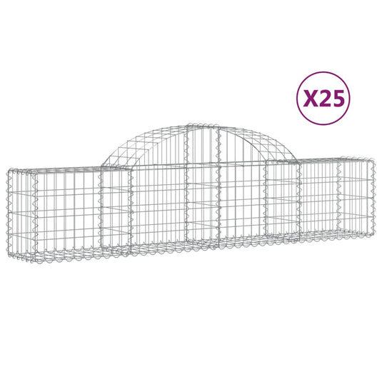 VidaXL Schanskorven 25 st gewelfd 200x30x40 60 cm gegalvaniseerd ijzer