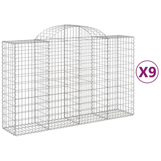 VidaXL Schanskorven 9 st gewelfd 200x50x120 140 cm ijzer