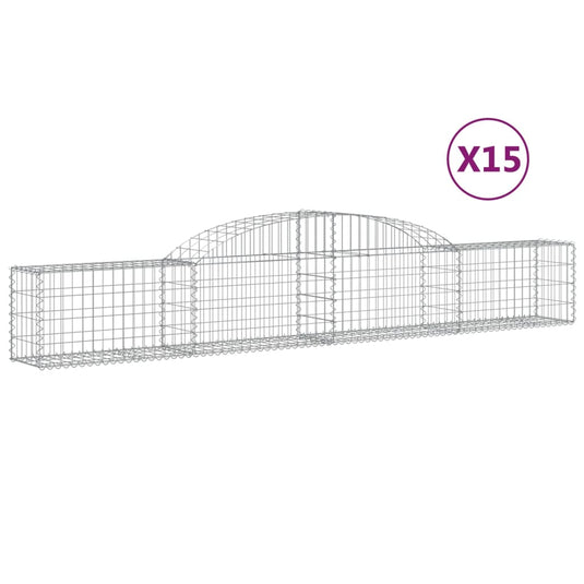 VidaXL Schanskorven 15 st gewelfd 300x30x40 60 cm gegalvaniseerd ijzer