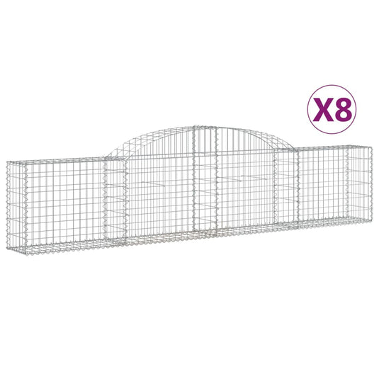 VidaXL Schanskorven 8 st gewelfd 300x30x60 80 cm gegalvaniseerd ijzer
