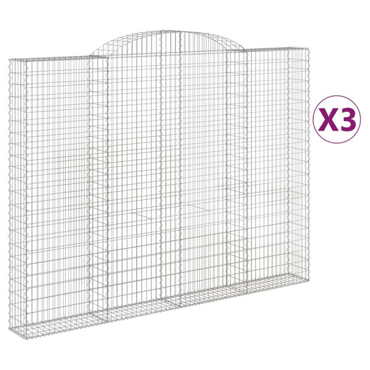 VidaXL Schanskorven 3 st gewelfd 300x30x220 240 cm ijzer