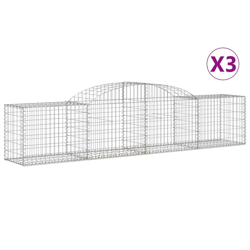Load image into Gallery viewer, VidaXL Schanskorven 3 st gewelfd 300x50x60 80 cm gegalvaniseerd ijzer
