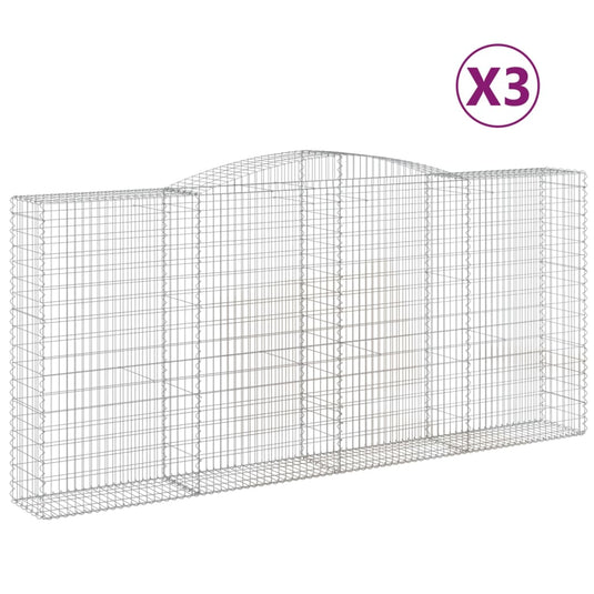 VidaXL Schanskorven 3 st gewelfd 400x50x180 200 cm ijzer