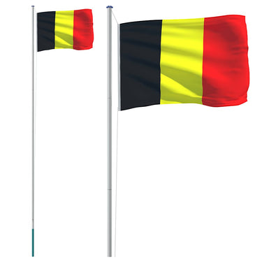 Vidaxl vlag met vlaggenmast belgië 6,08 m aluminium