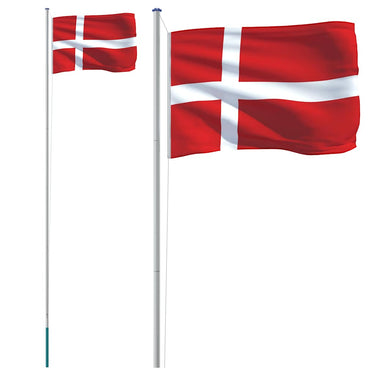 Vidaxl vlag met vlaggenmast denemarken 6,08 m aluminium