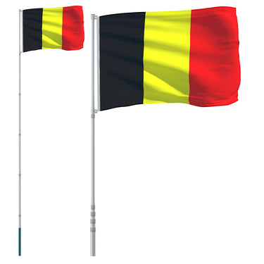 Vidaxl vlag met vlaggenmast belgië 5,5 m aluminium