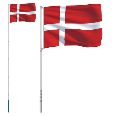 Vidaxl vlag met vlaggenmast denemarken 5,5 m aluminium