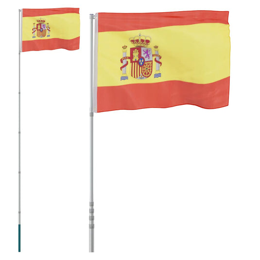 VidaXL Vlag met vlaggenmast Spanje 5,55 m aluminium