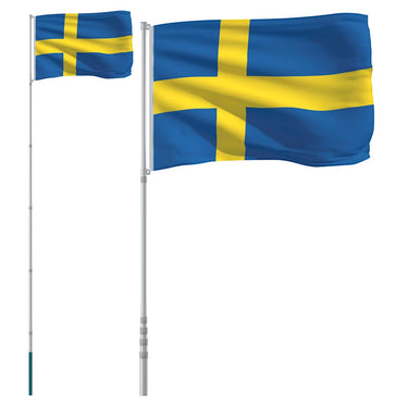 Vidaxl vlag met vlaggenmast zweden 5,5 m aluminium