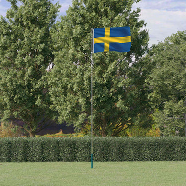 Vidaxl vlag met vlaggenmast zweden 5,5 m aluminium