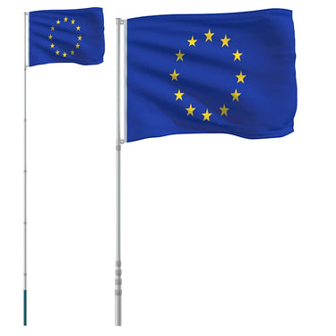 Vidaxl vlag met vlaggenmast europa 5,5 m aluminium