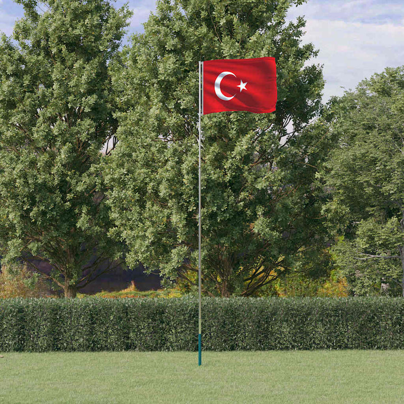 Afbeelding laden in galerijviewer, Vidaxl vlag met vlaggenmast turkije 5,5 m aluminium
