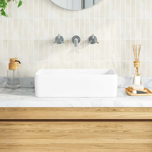 Vidaxl wasbak 48x37x13 rechthoekig keramiek wit