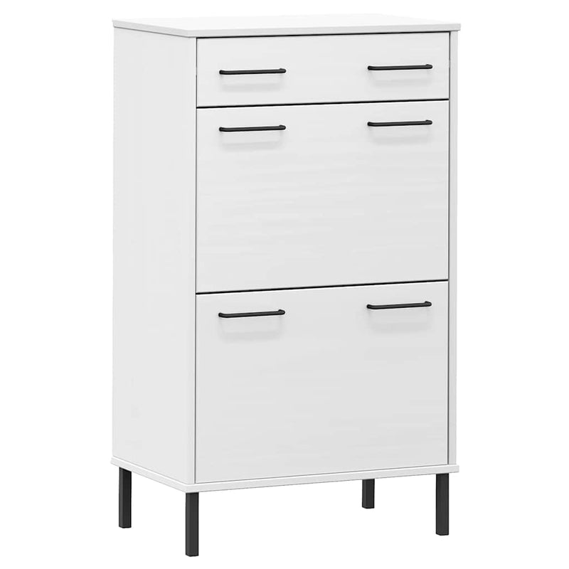 Load image into Gallery viewer, Vidaxl schoenenkast met metalen poten oslo massief grenenhout wit
