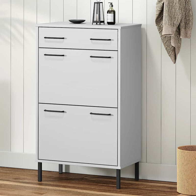 Load image into Gallery viewer, Vidaxl schoenenkast met metalen poten oslo massief grenenhout wit

