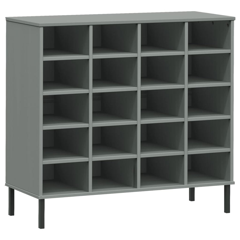 Load image into Gallery viewer, Vidaxl schoenenrek met metalen poten oslo 95x35x86 cm grenen grijs
